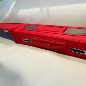 Custom C10 dash with integrated audio provisions and custom door panels.